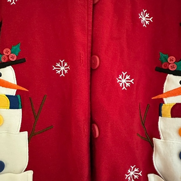 Bechamel Womens Red Snowman Button Up Cardigan Sweater/Shirt Sz XL 100% Cotton - Picture 4 of 6